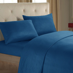 Wholesale 5 Star Hotel Bed Sheet 100% Polyester Stain Stripe Luxury White Bed Sheets Set
