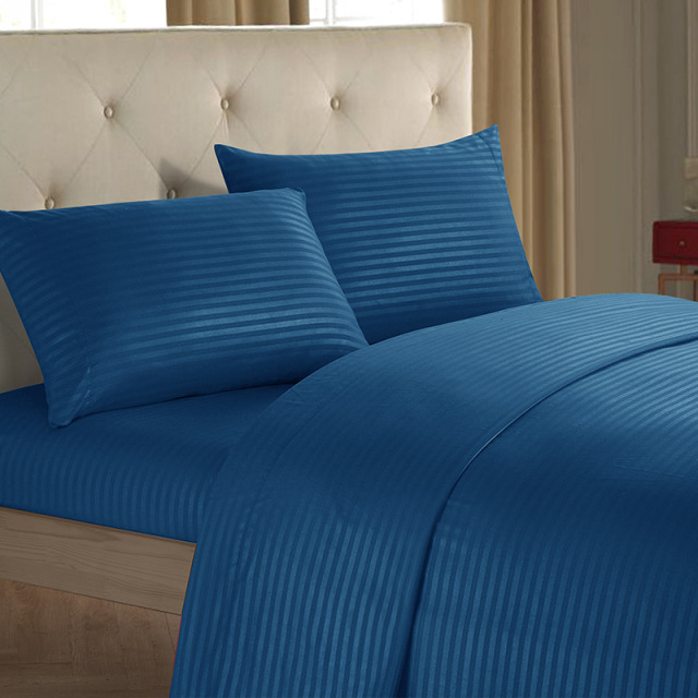 Wholesale 5 Star Hotel Bed Sheet 100% Polyester Stain Stripe Luxury White Bed Sheets Set