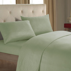 Wholesale 5 Star Hotel Bed Sheet 100% Polyester Stain Stripe Luxury White Bed Sheets Set