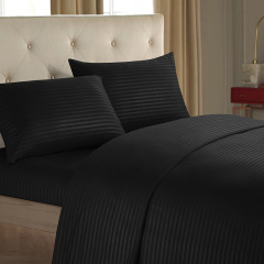 Wholesale 5 Star Hotel Bed Sheet 100% Polyester Stain Stripe Luxury White Bed Sheets Set
