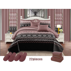 Wholesale Custom Luxury Printed Cotton Bedding Sets with Matching Curtains Bed Sheet Bedspread Set 22 Pieces Curtain Bedding Set