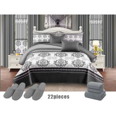 New Design Cotton Printed Quilt Set 22pcs Bedspread Set Curtain Bedding Set with Shower Curtain