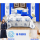 New Design Cotton Filling Bedspread Bedroom Sets Curtain Bedding Set 15 Pieces Flora Quilt Bedding Set with Bathrobe Shower Cap