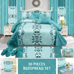 Hot Selling USA Luxury Bedding 30 Pieces Sheet Collections Cotton Filling Bedspreads and Matching Curtains Quilted Bed Cover
