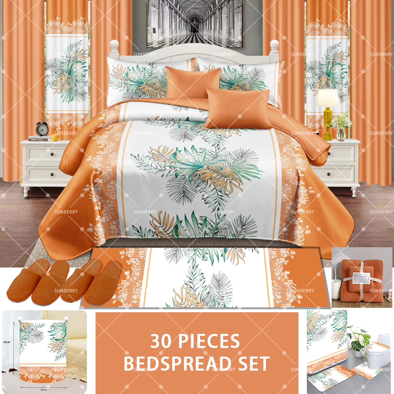 Hot Selling USA Luxury Bedding 30 Pieces Sheet Collections Cotton Filling Bedspreads and Matching Curtains Quilted Bed Cover