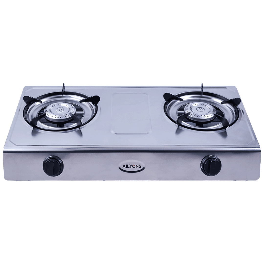 AILYONS GS017 Gas Stove Stainless Steel Double Burner