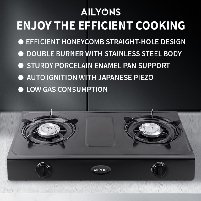 AILYONS GS017-1 Gas Stove Double Burner