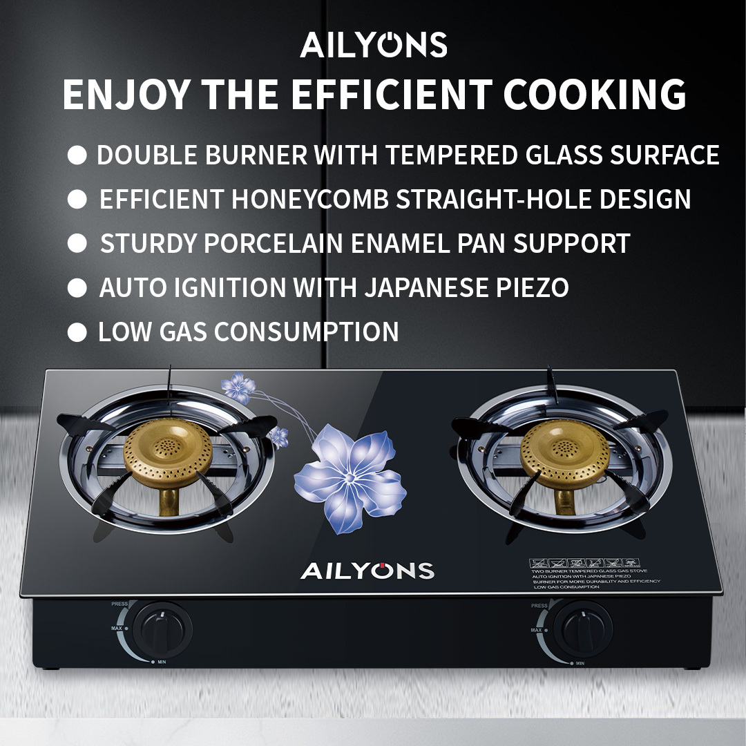 AILYONS GS014-4 Gas Stove Double Burner