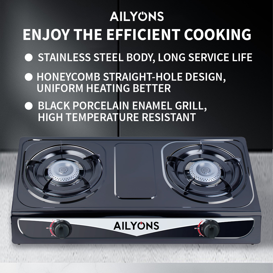 AILYONS GS013-2 Gas Stove Double Burner