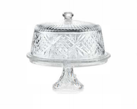 Glass cake plate with cover