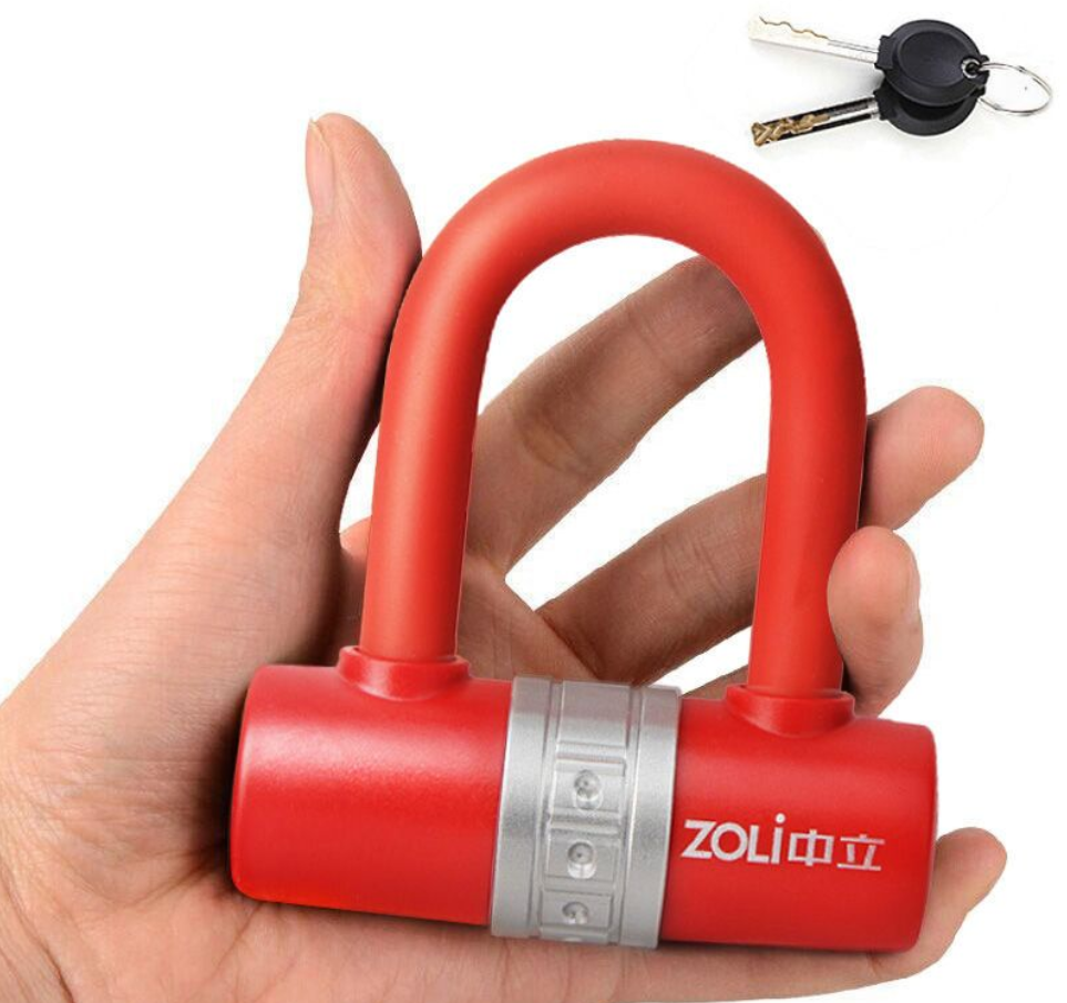 Random color Mini U-lock Steel Bicycle Lock with Bracket 2 Keys