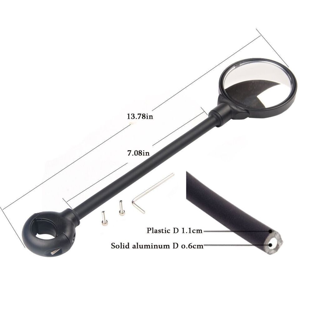 Bike Bendable Mirror Round mirror Road Handlebar Bicycle Rear View Glass Cycling