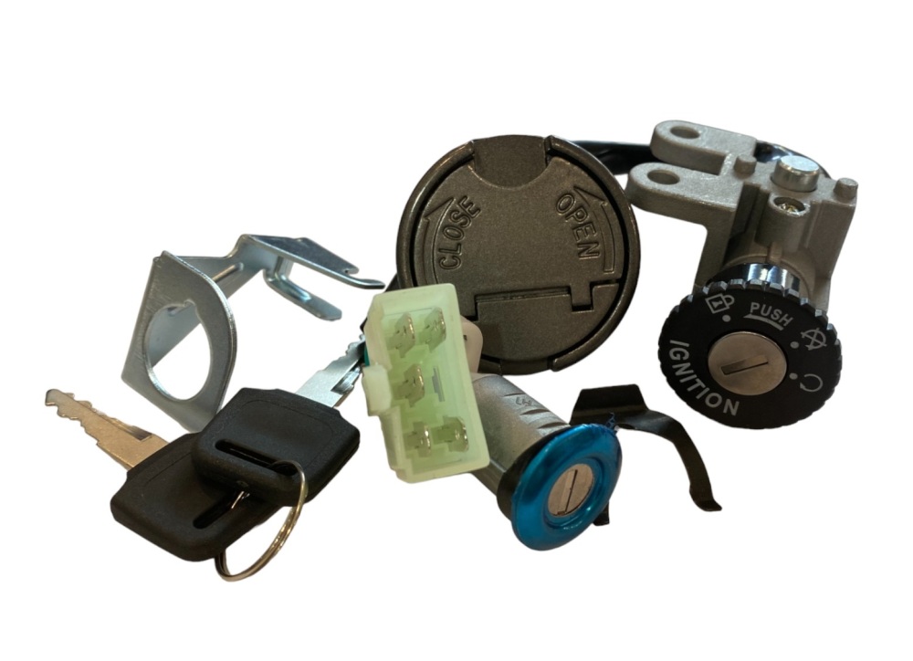 Ignition Switch Key Lock Gas Tank Cap Set Compatible for GY6 50cc Scooter Moped