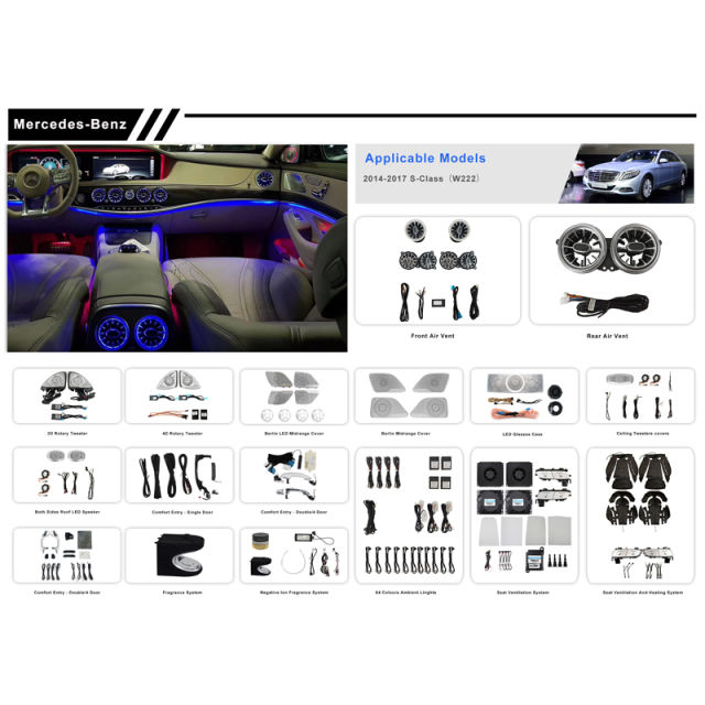 LDHMI Ambient Light 64 Colours Air Vent Rotary Tweeter For 2014-2017 S-Class（W222)