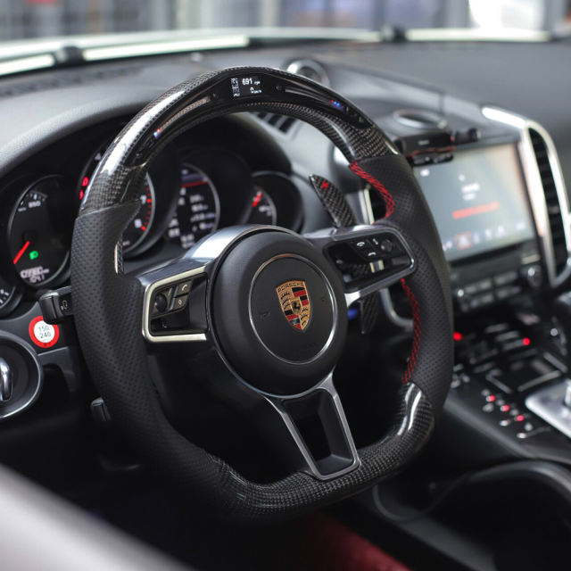LDHMI Carbon Fiber Steering Wheel  for Porsche Cayenne Panamera Macan 718 Cayman Boxster Style Edition T S GTS Spyder RS  GT4 911 Carrera T 4 Cabriolet S  Carrera 4S Targa 4S Turbo Dakar Taycan 4S Cross Turismo