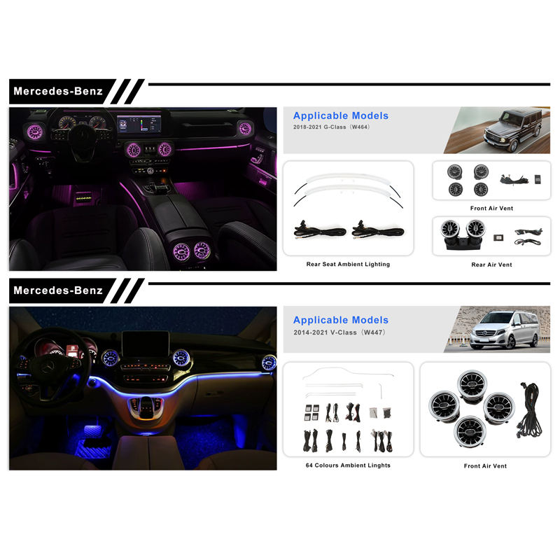 LDHMI Ambient Light Air Vent Rotary Rear Seat Ambient Lighting Tweeter For Mercedes-Benz 2018-2021 G-Class（W464）