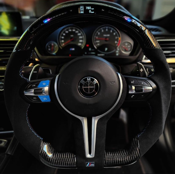 For BMW M2 carbon fiber steering wheel black alcantara with Japanese LED