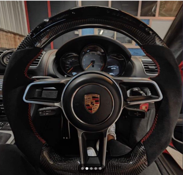 For Porsche carbon fiber alcantara steering wheel with Japanese LED