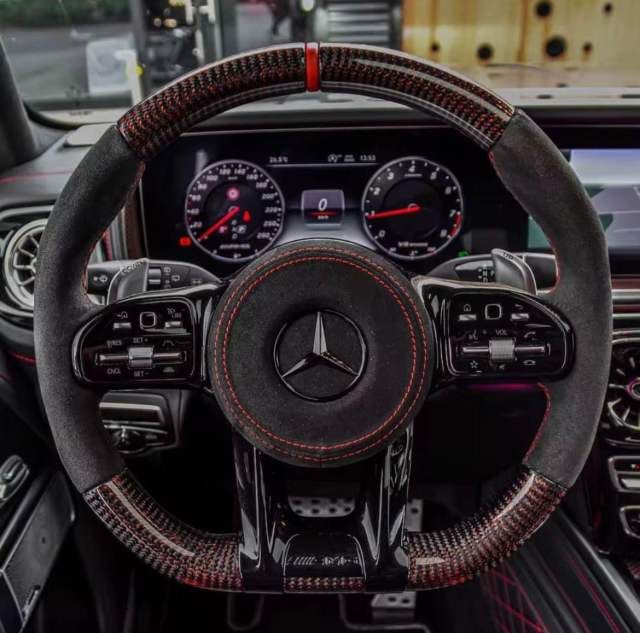 For Mercedes old model upgrade to new model carbon with alcantara steering wheel with vibration