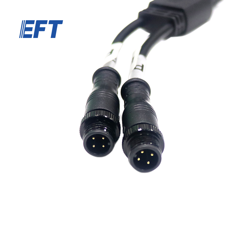 10.05.09.0025.A EFT Water Pump Extension Wire 200mm/Two-To-One Interface/1pcs M16 Male Connector/2pcs M12 Male Connector/EPS200