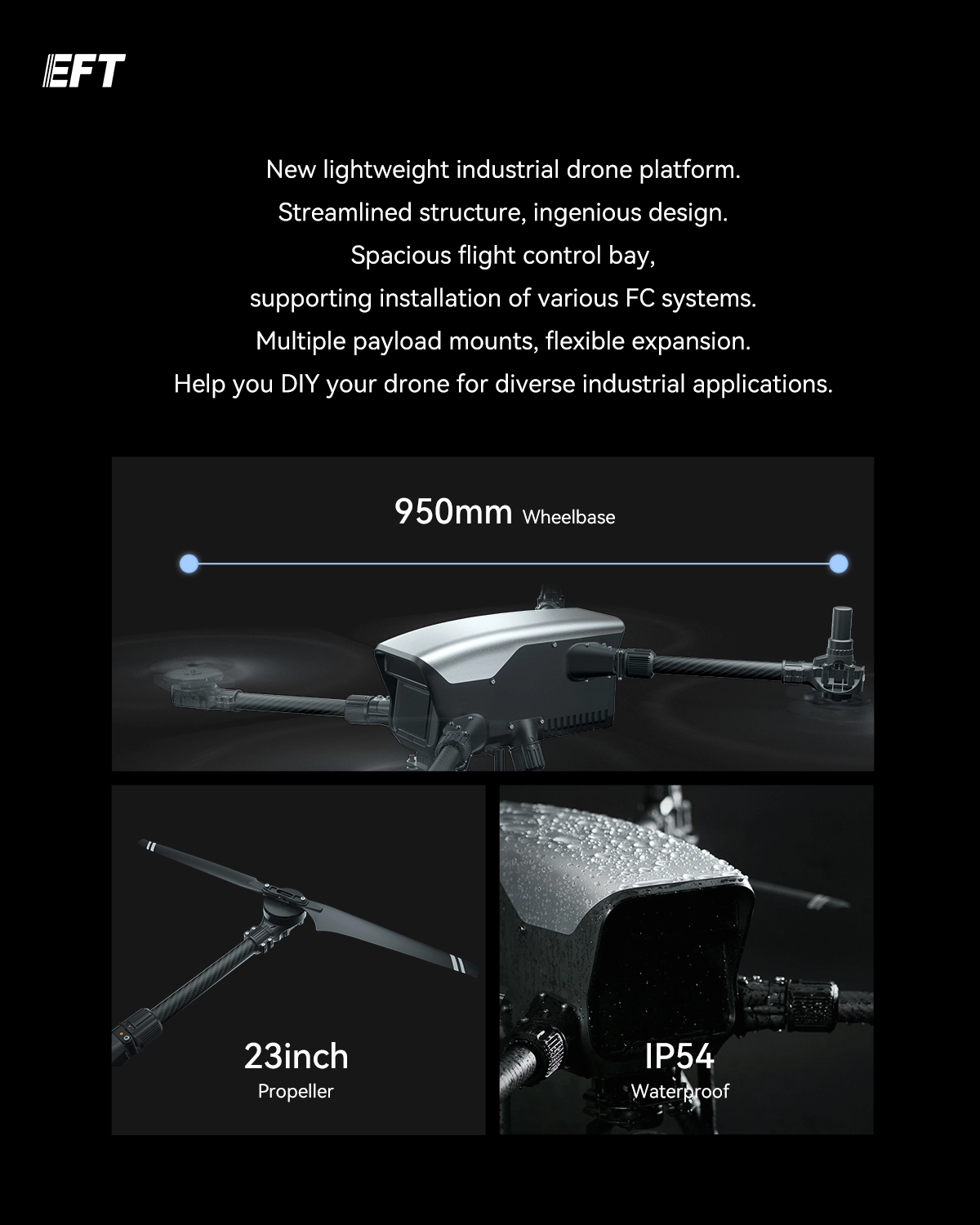 EFT X950 Lightweight Industry Multi-Scenario Drone Frame 9 quality,q 100