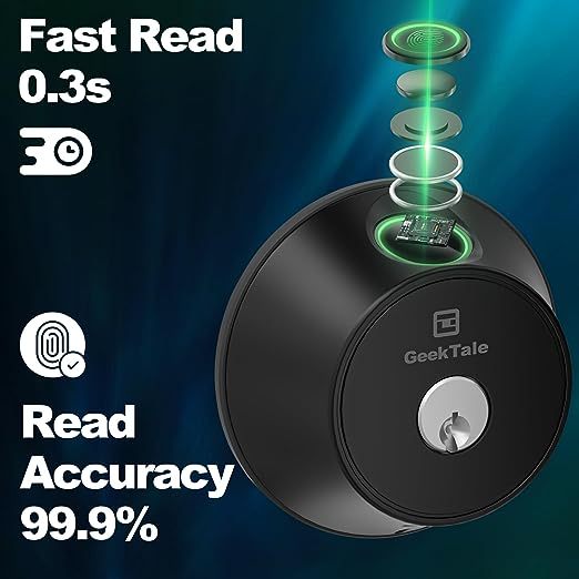 GeekTale Keyless Entry Door Lock-Fingerprint Door Knob with App Smart Deadbolt Biometric Lock Fingerprint Door Lock for Front Door