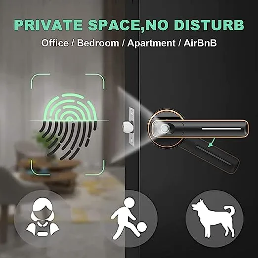 Geek Smart Fingerprint Door Lock Smart Door Lock Biometric Door Knob Keyless Entry Door Locks with Handle for Homes/Apartments/Office/Hotels Black