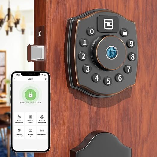 Smart Door Lock, Geek 5-in-1 Keyless Entry Deadbolt Door Locks with Keypad, Remote Control with APP, IC Card, Mechanical Key,Security with Auto Lock Smart Lock Front Door External Lock IP65 Waterproof