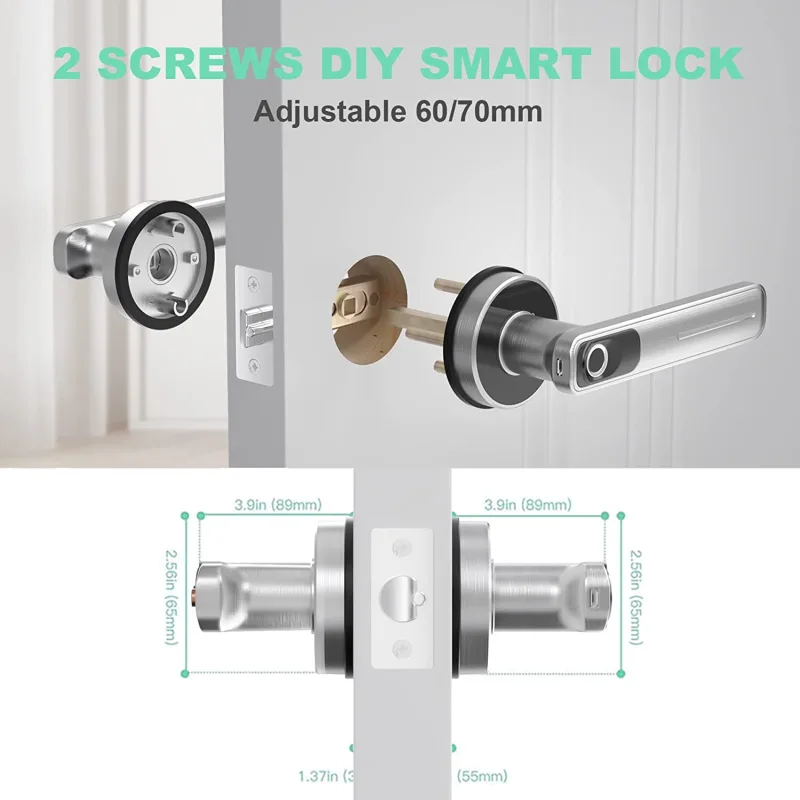 Geek Smart Fingerprint Door Lock Smart Door Lock Biometric Door Knob Keyless Entry Door Locks with Handle for Homes/Apartments/Office/Hotels Black