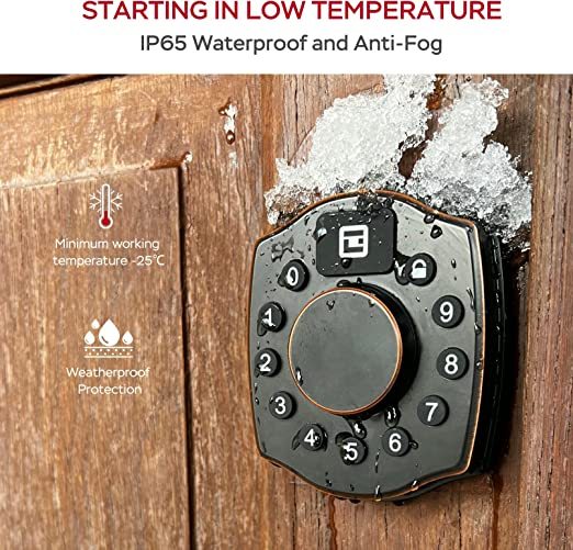 Smart Door Lock, Geek 4-in-1 IP65 Waterproof Anti-Fog Keyless Entry Deadbolt Door Locks with Keypad Remote Control with APP, IC Card, Mechanical Key Low Temperature Start Front Door External Lock