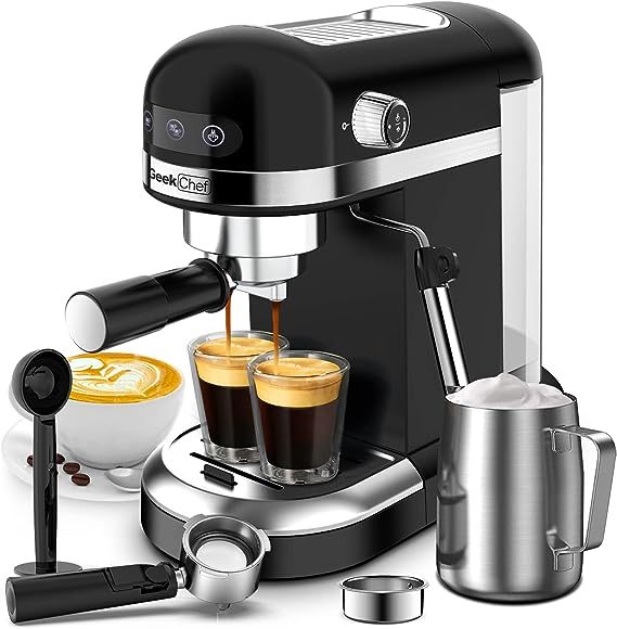 Geek Chef Espresso Machine, High Performance For Espresso, Cappuccino, Latte, Machiato, Semi-Automatic Coffee Maker