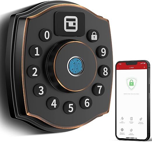 Smart Door Lock, Geek 5-in-1 Keyless Entry Deadbolt Door Locks with Keypad, Remote Control with APP, IC Card, Mechanical Key,Security with Auto Lock Smart Lock Front Door External Lock IP65 Waterproof