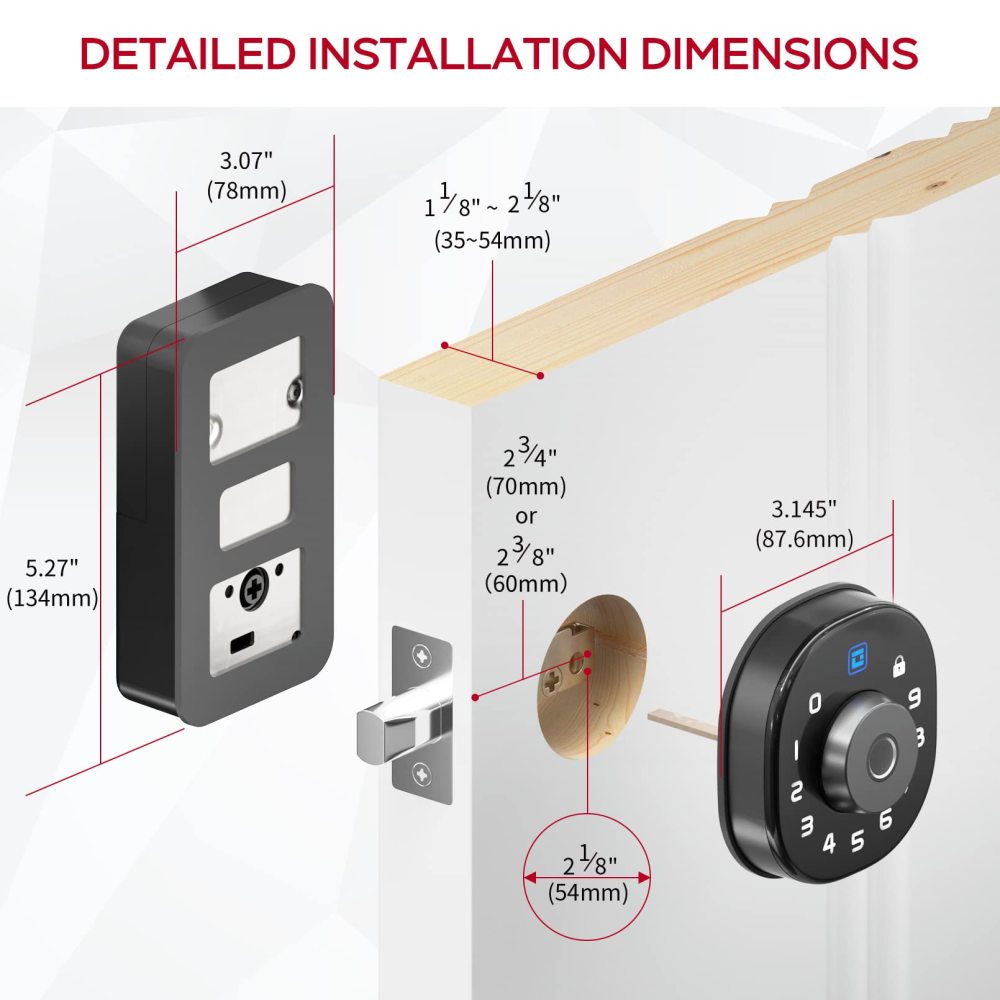 Smart Door Lock, Geek 5-in-1 Keyless Entry Deadbolt Door Locks with Keypad, Remote Control with APP, IC Card, Mechanical Key,Security with Auto Lock Smart Lock Front Door External Lock IP65 Waterproof