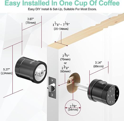 Geek Smart Door Lock Fingerprint Door Lock Biometric Door Lock with Keypad Smart Door Knob Remote Control with APP IC Card Mechanical Key Great for Airbnb Homes Apartments Hotels and Offices