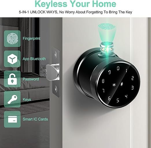 Geek Smart Door Lock Fingerprint Door Lock Biometric Door Lock with Keypad Smart Door Knob Remote Control with APP IC Card Mechanical Key Great for Airbnb Homes Apartments Hotels and Offices
