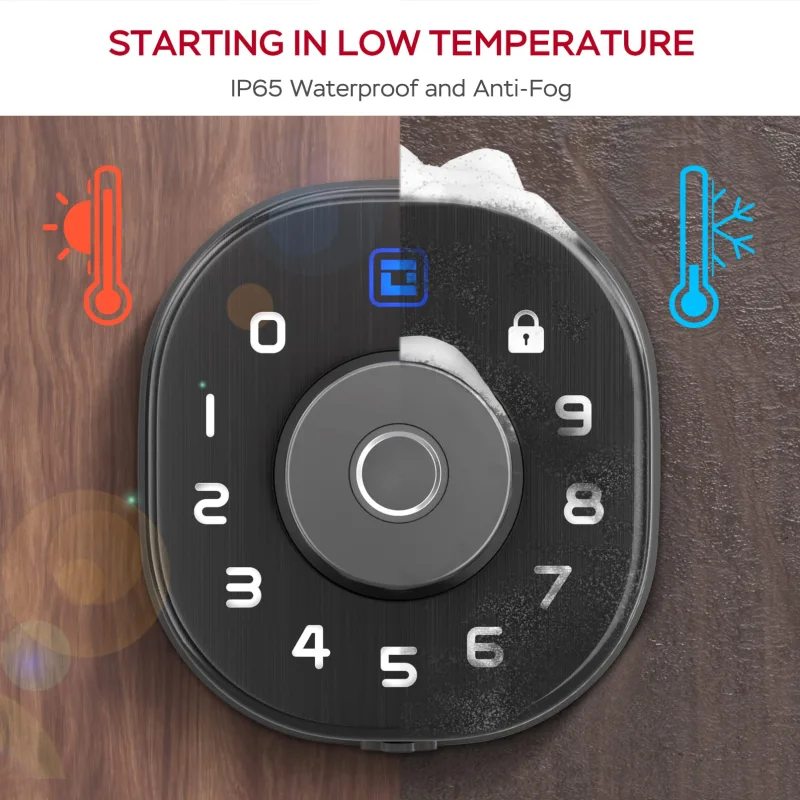Smart Door Lock, Geek 5-in-1 Keyless Entry Deadbolt Door Locks with Keypad, Remote Control with APP, IC Card, Mechanical Key,Security with Auto Lock Smart Lock Front Door External Lock IP65 Waterproof