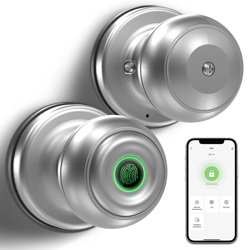 GeekTale Smart Door knob, Fingerprint Door Lock Smart Lock Biometric Door Lock Fingerprint Door knob with App Control, Great for Bedrooms,Cloakroom,Apartments Offices,Hotels