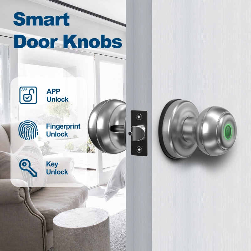 GeekTale Smart Door knob, Fingerprint Door Lock Smart Lock Biometric Door Lock Fingerprint Door knob with App Control, Great for Bedrooms,Cloakroom,Apartments Offices,Hotels