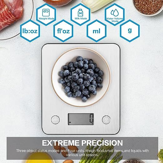 Geek Chef Smart Digital Scale with App, Scale for Food Weight, Weigh Food Nutrition Scale, Digital Kitchen Scales, Cooking Tool of Kitchen,1 lb/oz, 304 Stainless Steel