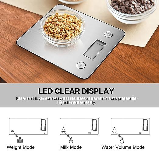 Geek Chef Smart Digital Scale with App, Scale for Food Weight, Weigh Food Nutrition Scale, Digital Kitchen Scales, Cooking Tool of Kitchen,1 lb/oz, 304 Stainless Steel