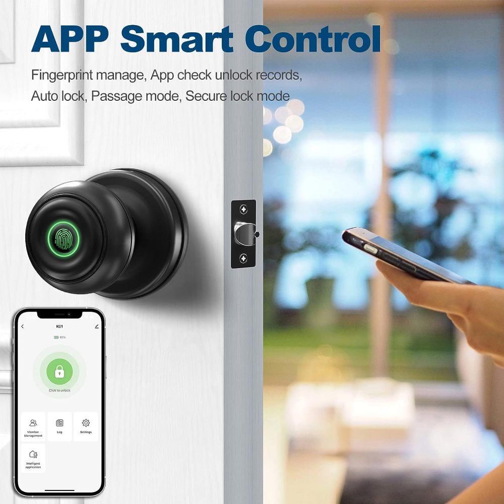 GeekTale Smart Door Lock, Fingerprint Deadbolt Smart Lock+Smart Door knob ‎RD02-B&K01