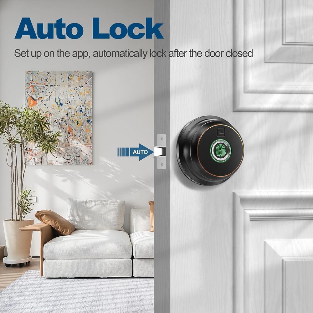 GeekTale Smart Door Lock, Fingerprint Deadbolt Smart Lock+Smart Door knob ‎RD02-B&K01