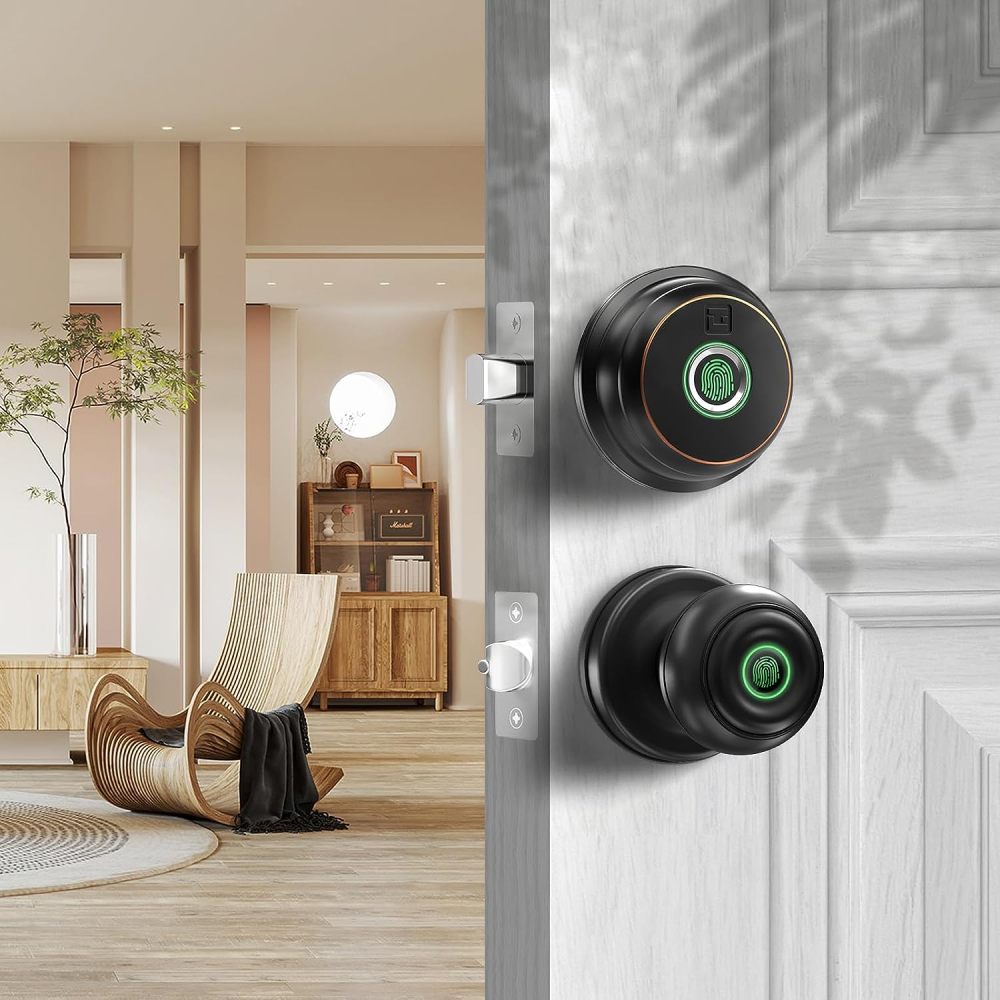 GeekTale Smart Door Lock, Fingerprint Deadbolt Smart Lock+Smart Door knob ‎RD02-B&K01