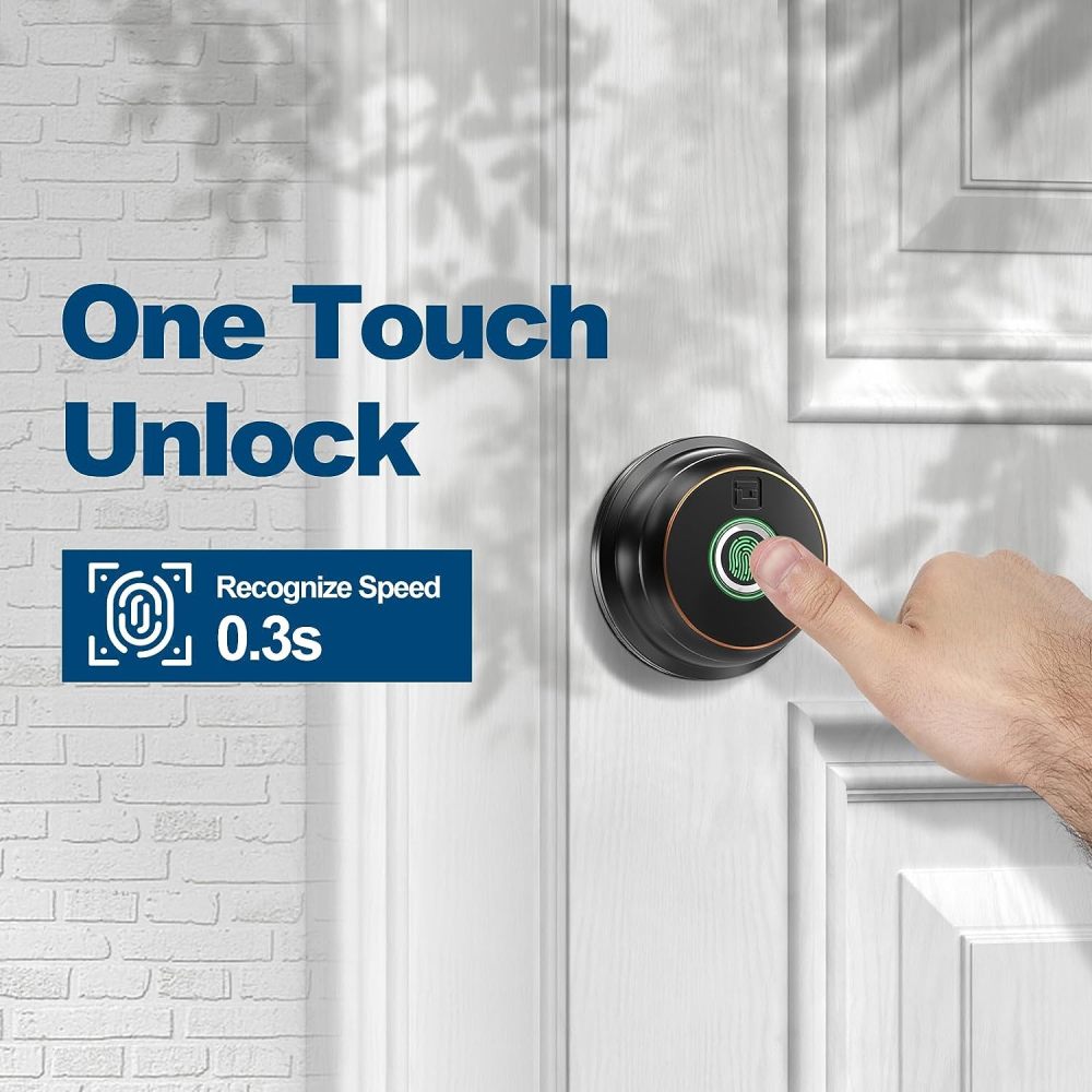 GeekTale Smart Door Lock, Fingerprint Deadbolt Smart Lock+Smart Door knob ‎RD02-B&K01