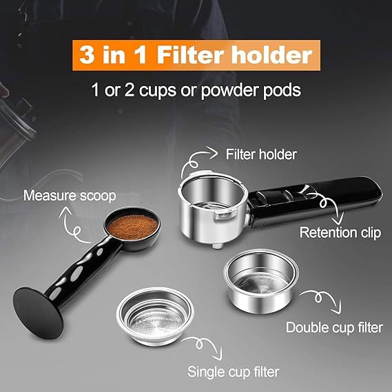 EQK Espresso Machine 20 Bar Coffee Machine With Foaming Milk Frother Wand