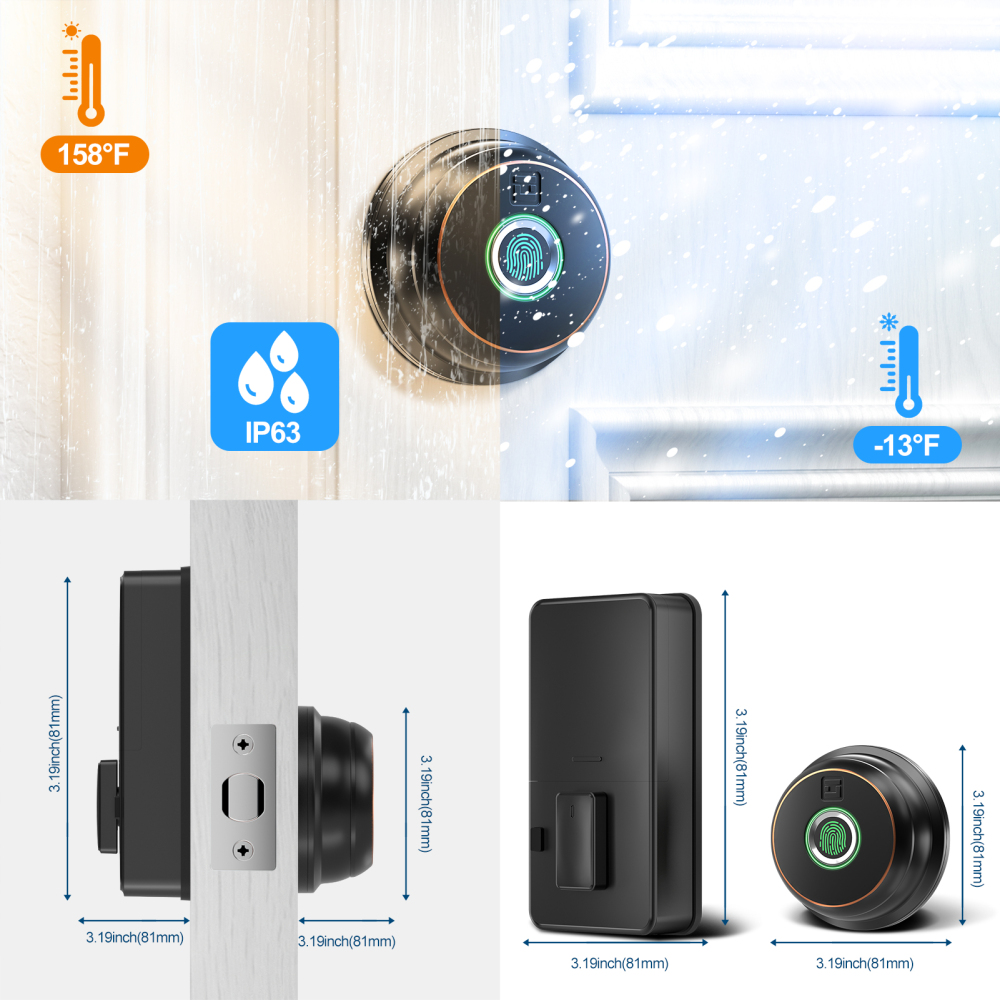 GeekTale Fingerprint Door Lock Deadbolt with App Control ‎RD02-B