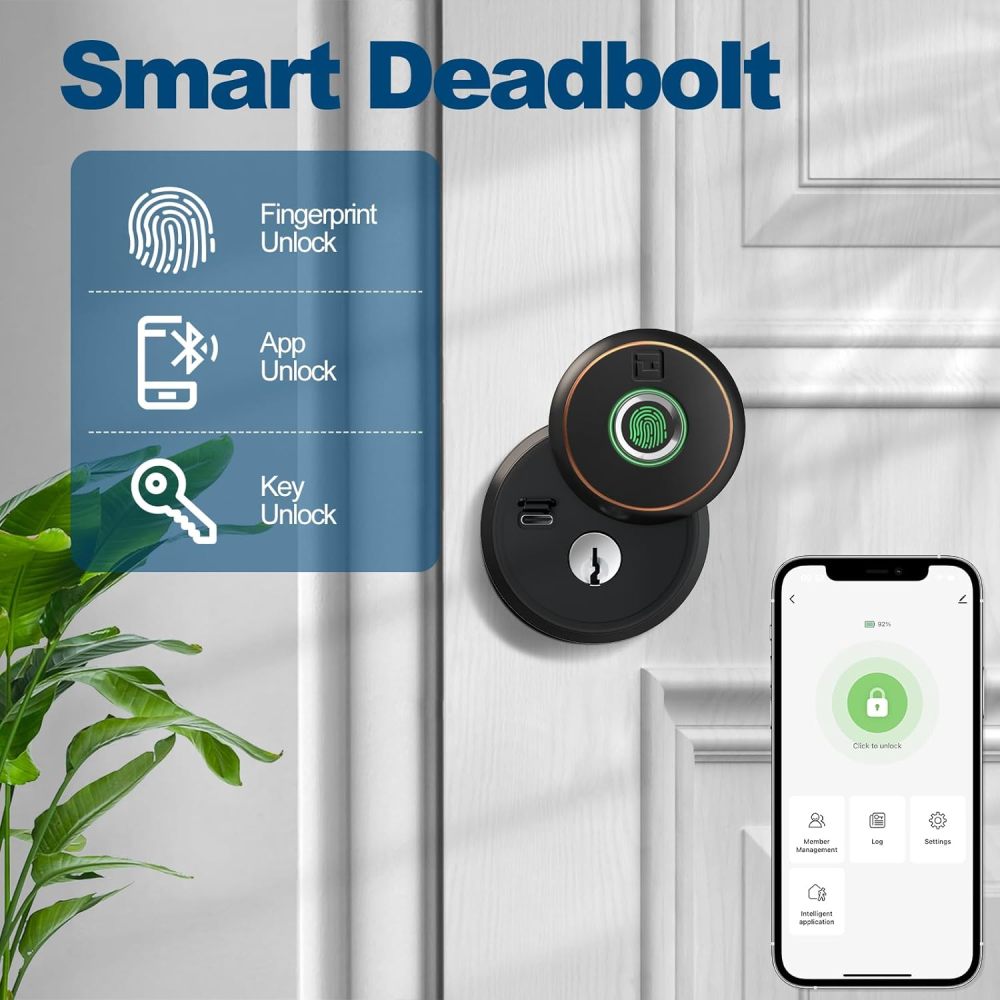 GeekTale Fingerprint Door Lock Deadbolt with App Control ‎RD02-B
