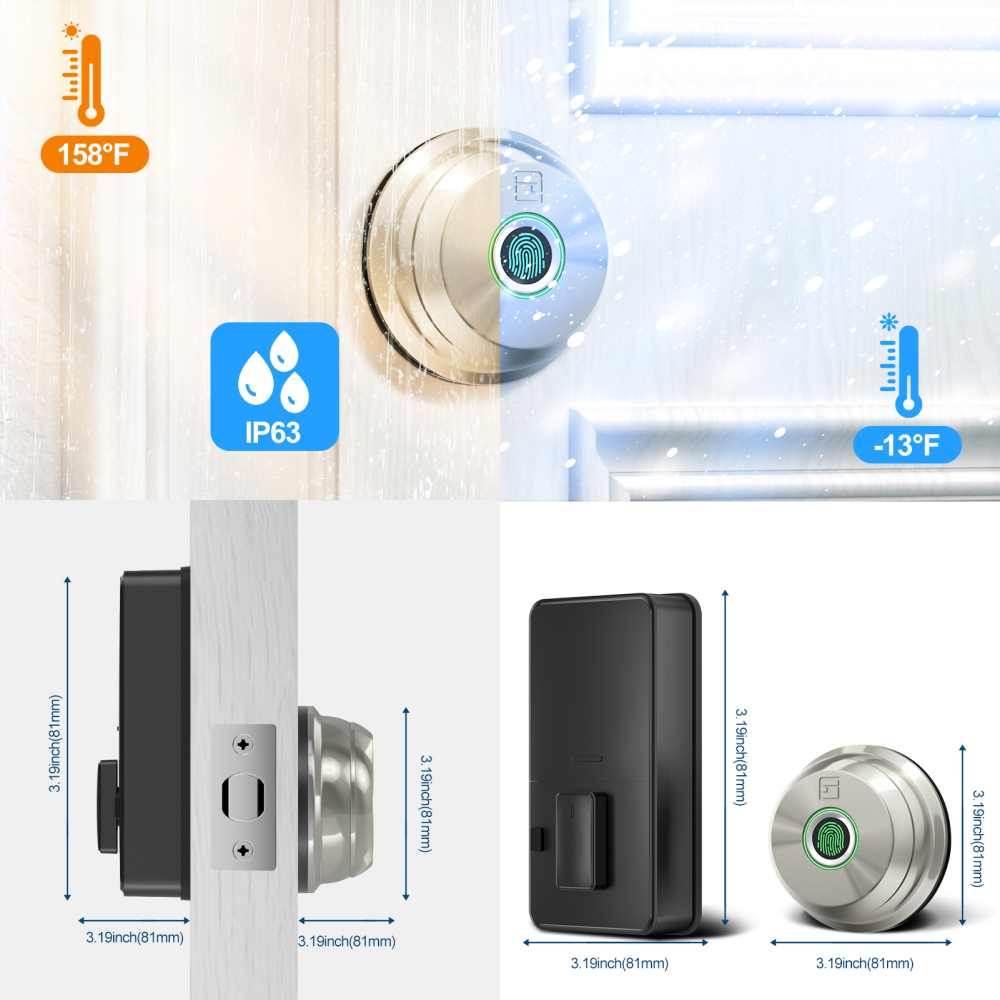 GeekTale Fingerprint Door Lock Deadbolt with App Control ‎RD02-G