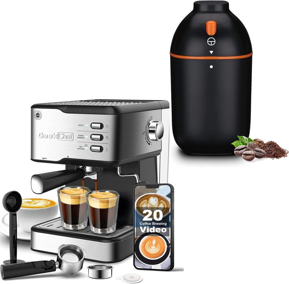 Geek Chef Espresso Machine Coffee Machine and Coffee Grinder for Beans