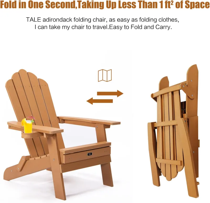 TALE Folding Adirondack Chair with Retractable Footrest Brown AC02BN